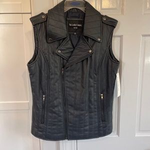 Genuine Leather, woman’s Vest, Large and X-Large, New with tags, Dark Navy/Black